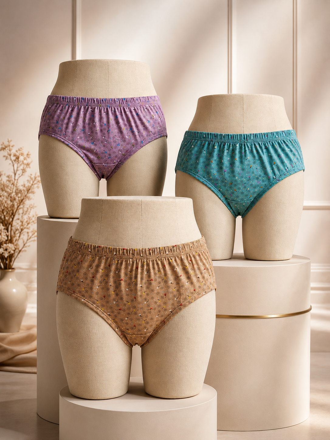 INTIMORA Yonika Signature Premium Cotton Printed Panties Pack of 5 (Assorted Colors & Prints)