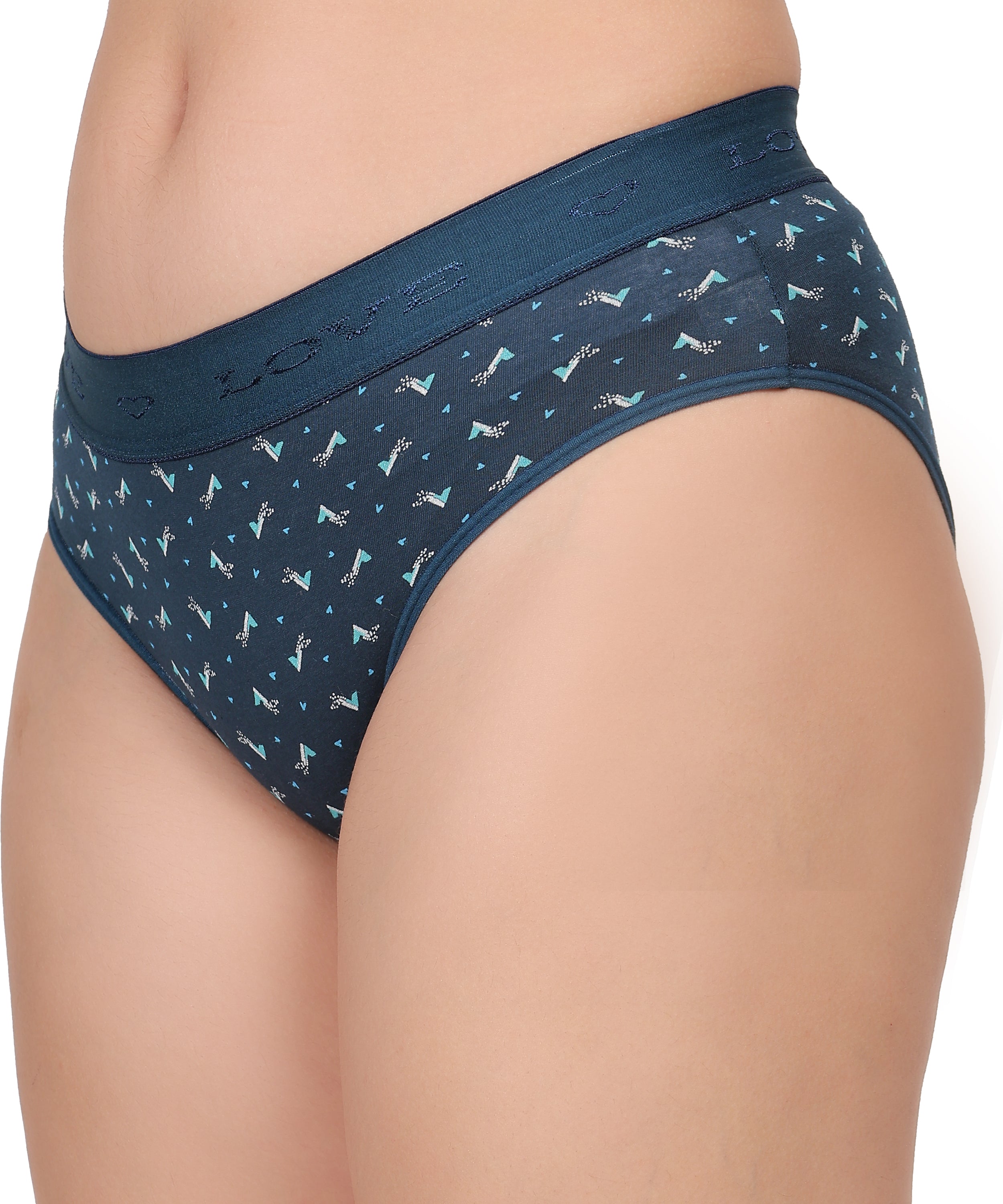 INTIMORA Yonika Love Printed Cotton Panties Pack of 5 – Broad Waistband Mid Rise (Assorted Colors)