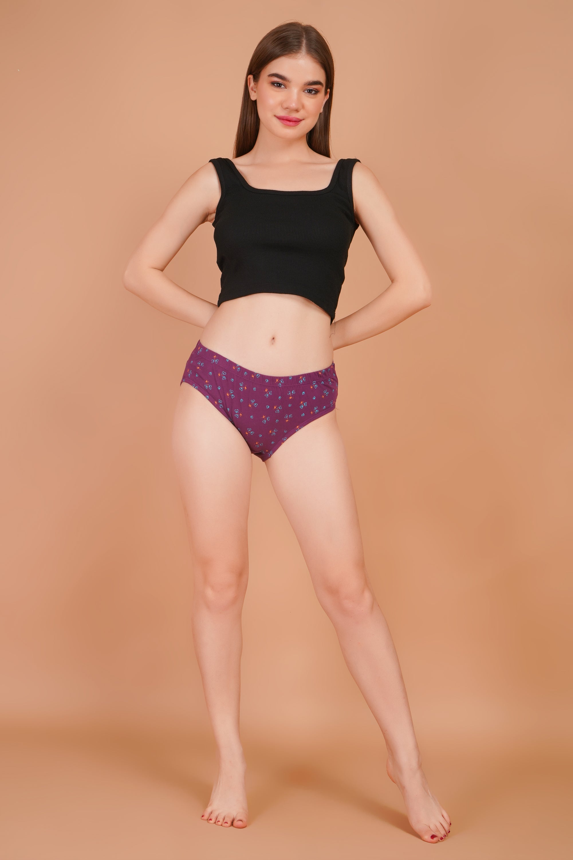 Yonika Komal Printed Panties – Pack of 3 (Purple, Red & Black)