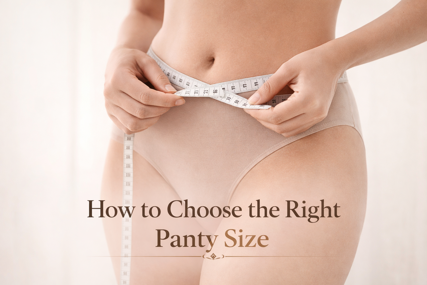 Woman measuring hips to find the right panty size in India