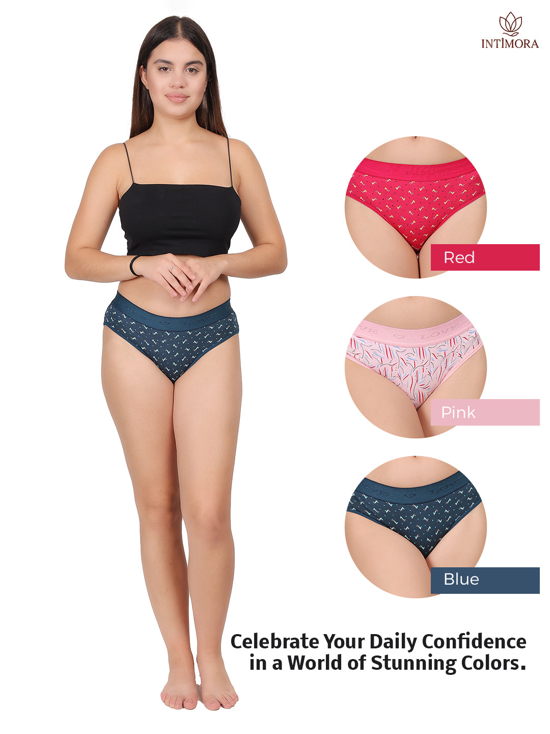 INTIMORA Yonika Love Broad Waistband Panty – Pack of 3 (Assorted Colours)