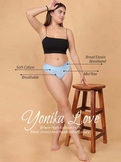 INTIMORA Yonika Komal &amp; Love Printed Mix Pack of 3 – Cotton &amp; Lycra Mid Rise Panties (Assorted Prints &amp; Colors)