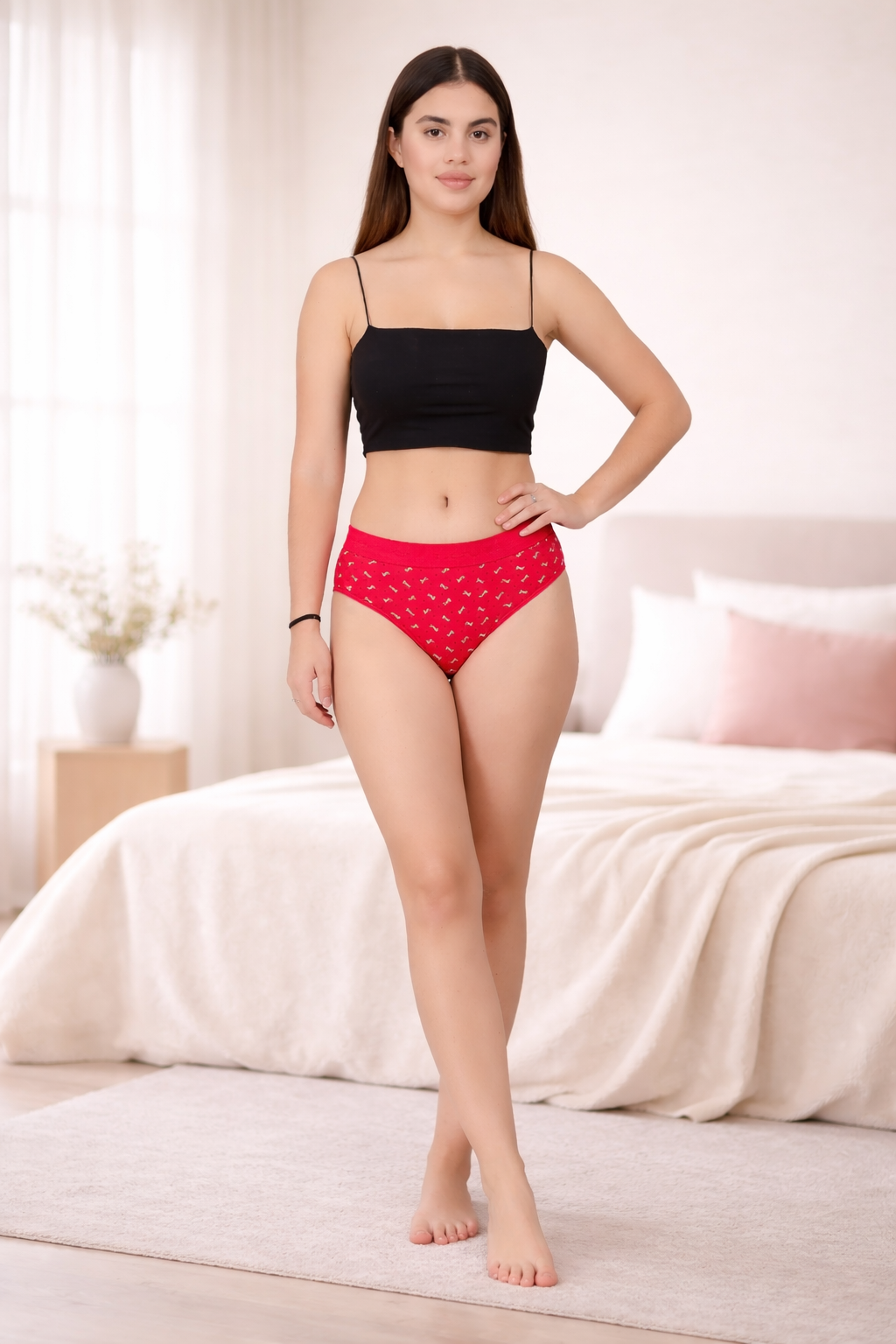 Yonika Love Series – Red - Printed Mid-Rise Panty