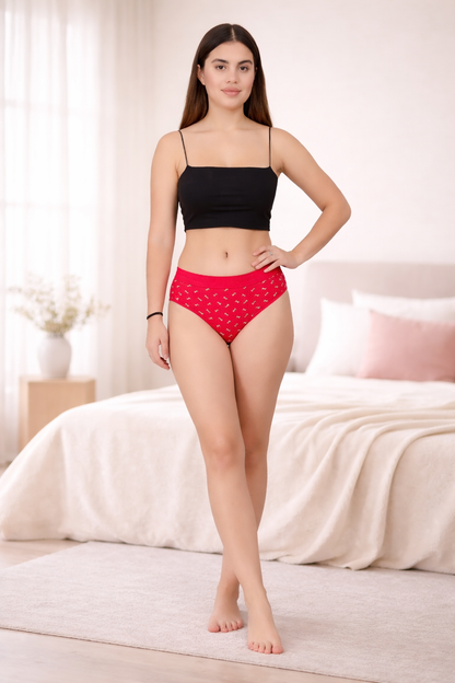 Yonika Love Series – Red - Printed Mid-Rise Panty