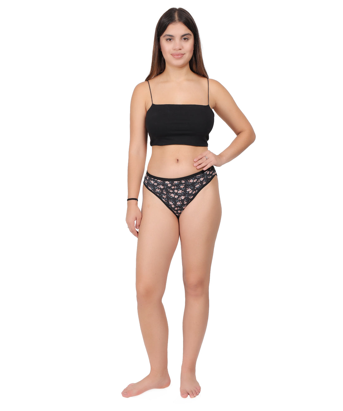 Yonika Komal Series – Black- Printed Mid-Rise Panty