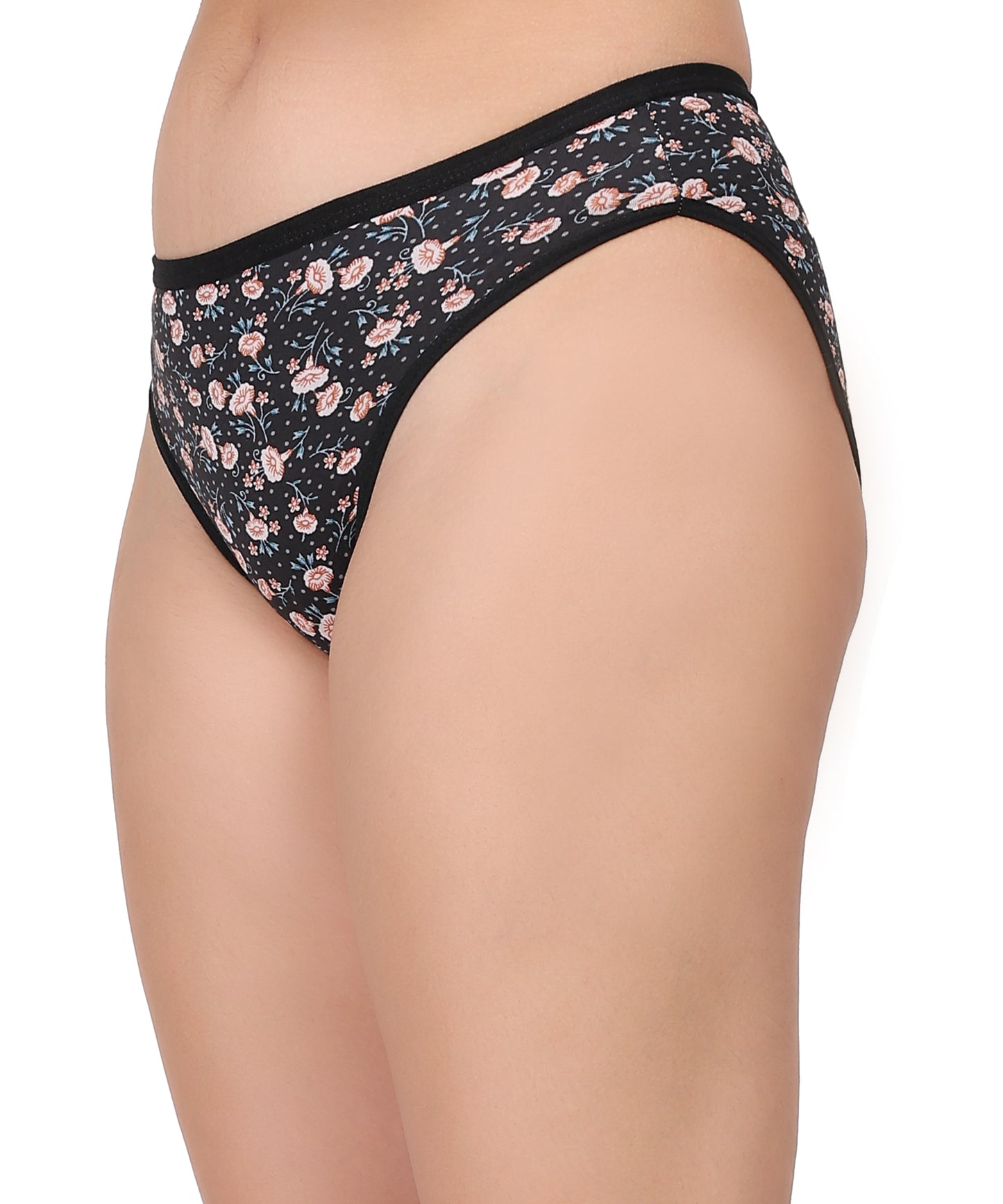 Yonika Komal Series – Black- Printed Mid-Rise Panty