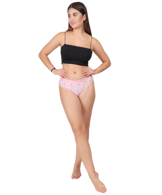 Yonika Love Series – Pink - Printed Mid-Rise Panty