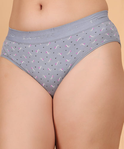 Yonika Love Series – Deep Grey - Printed Mid-Rise Panty