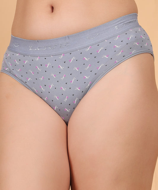 Yonika Love Series – Deep Grey - Printed Mid-Rise Panty