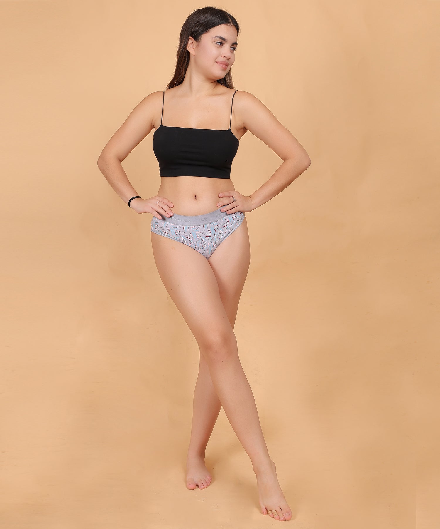 Yonika Love Series – Light Grey - Printed Mid-Rise Panty