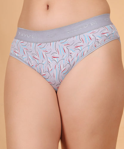 Yonika Love Series – Light Grey - Printed Mid-Rise Panty