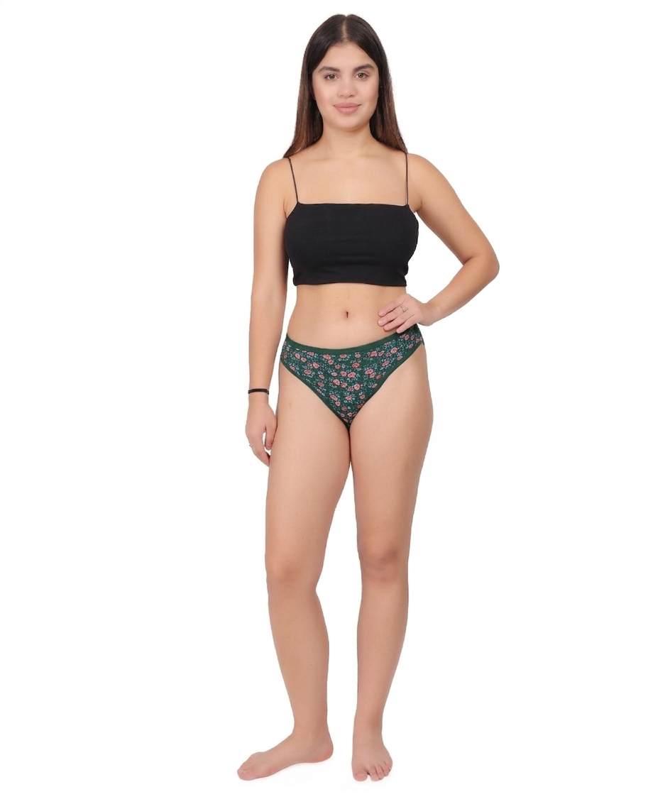 INTIMORA Yonika Komal Pack of 5 Lycra Printed Panties – Stretch Fit Mid Rise Everyday Comfort (Assorted)