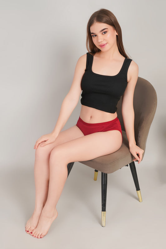 Yonika Komal Solid Panty – Dark Red - Everyday Comfort in Style