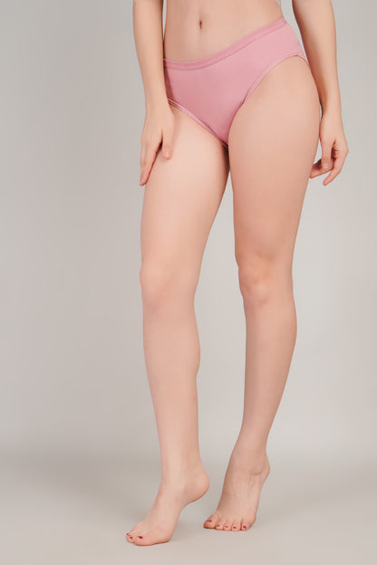 Yonika Komal Solid Cotton Panties – Pack of 3 (Pink, Brown &amp; Purple)