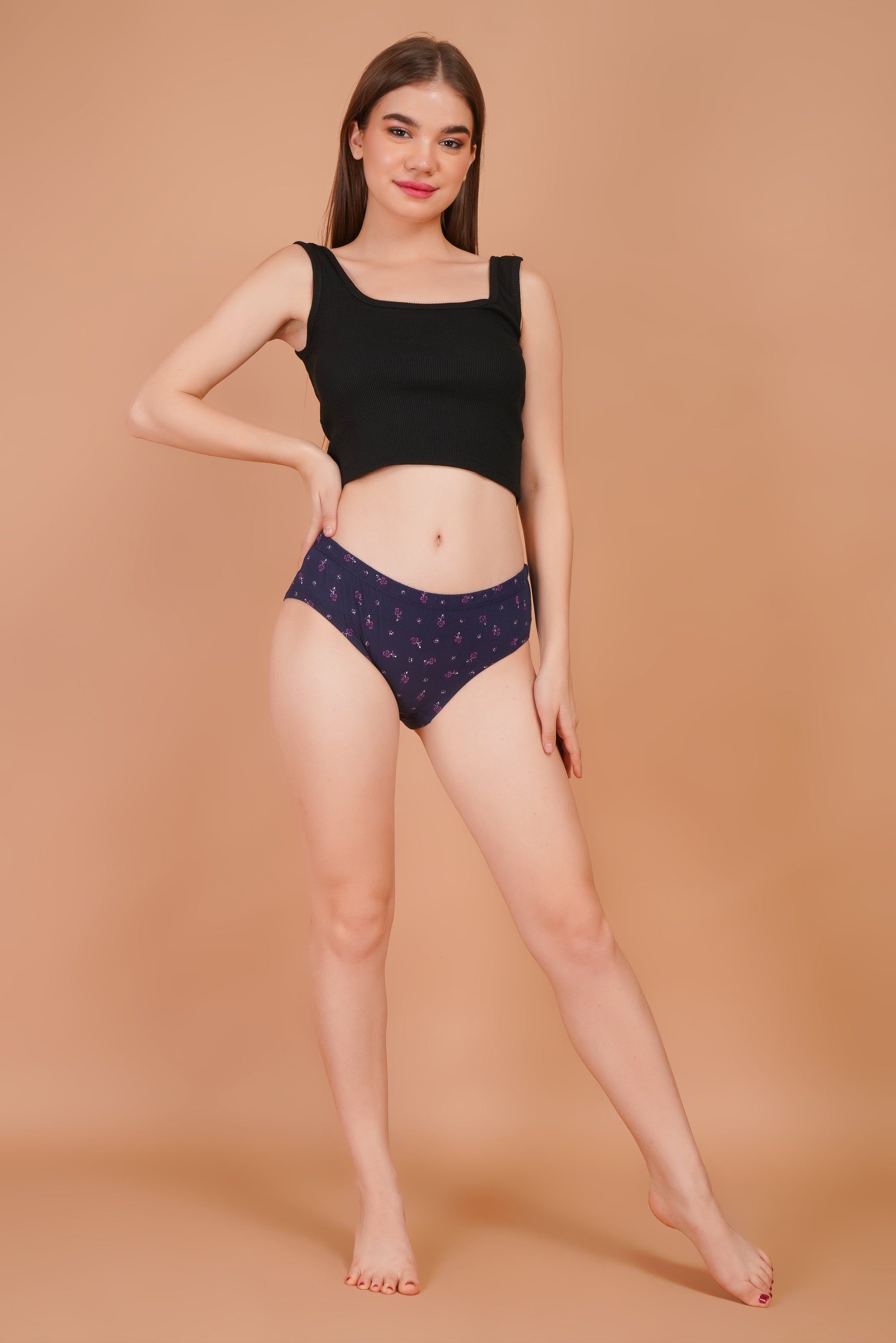 Yonika Komal Printed Panties – Pack of 3 (Blue, Dark Brown &amp; Deep Brown)