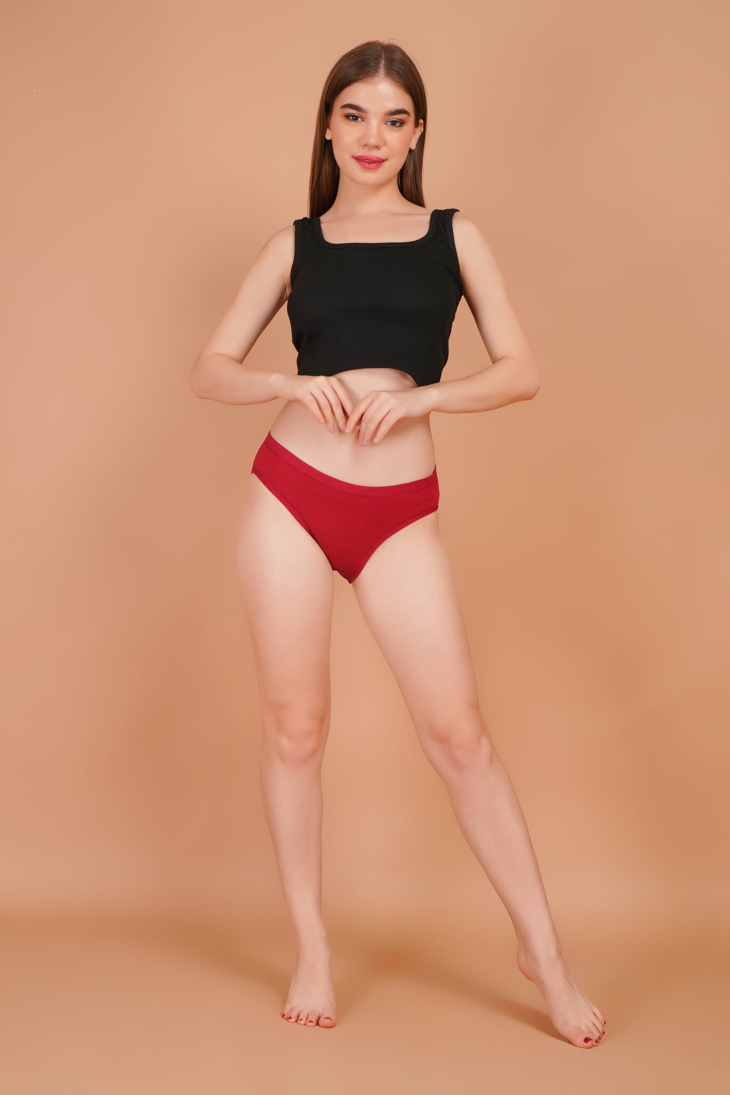 Yonika Komal Solid Cotton Panties – Pack of 3 (Sea Green, Red &amp; Navy Blue)