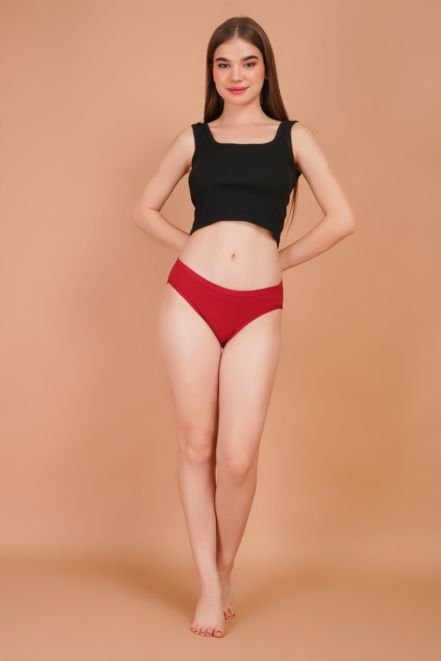 Yonika Komal Solid Cotton Panties – Pack of 3 (Sea Green, Red &amp; Navy Blue)