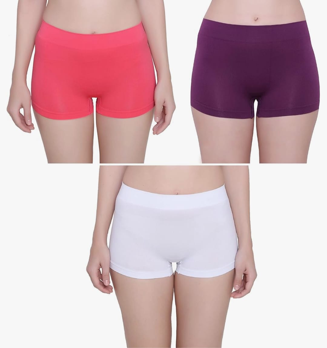 INTIMORA Premium Comfort Boy Shorts Pack of 3 – Soft Stretch Full Coverage Boyshort Panties for Women